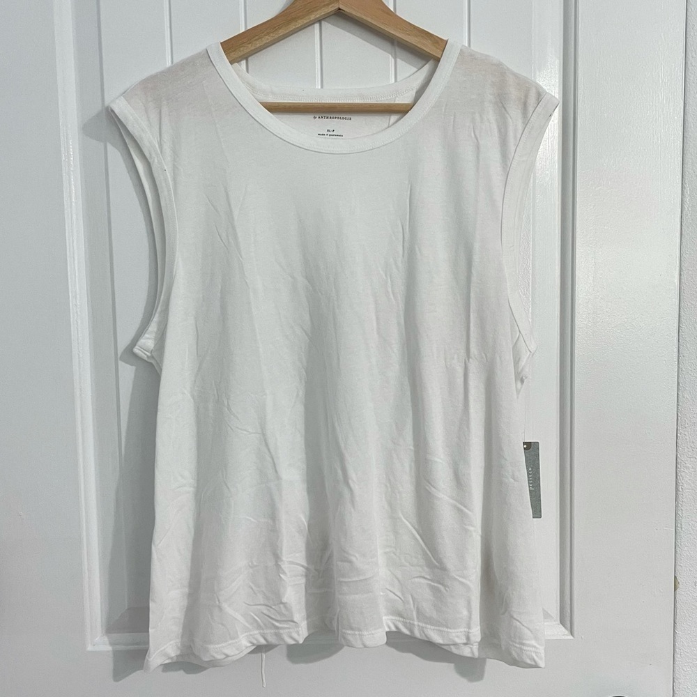 NWT Anthropologie White Open-Back Muscle Tank